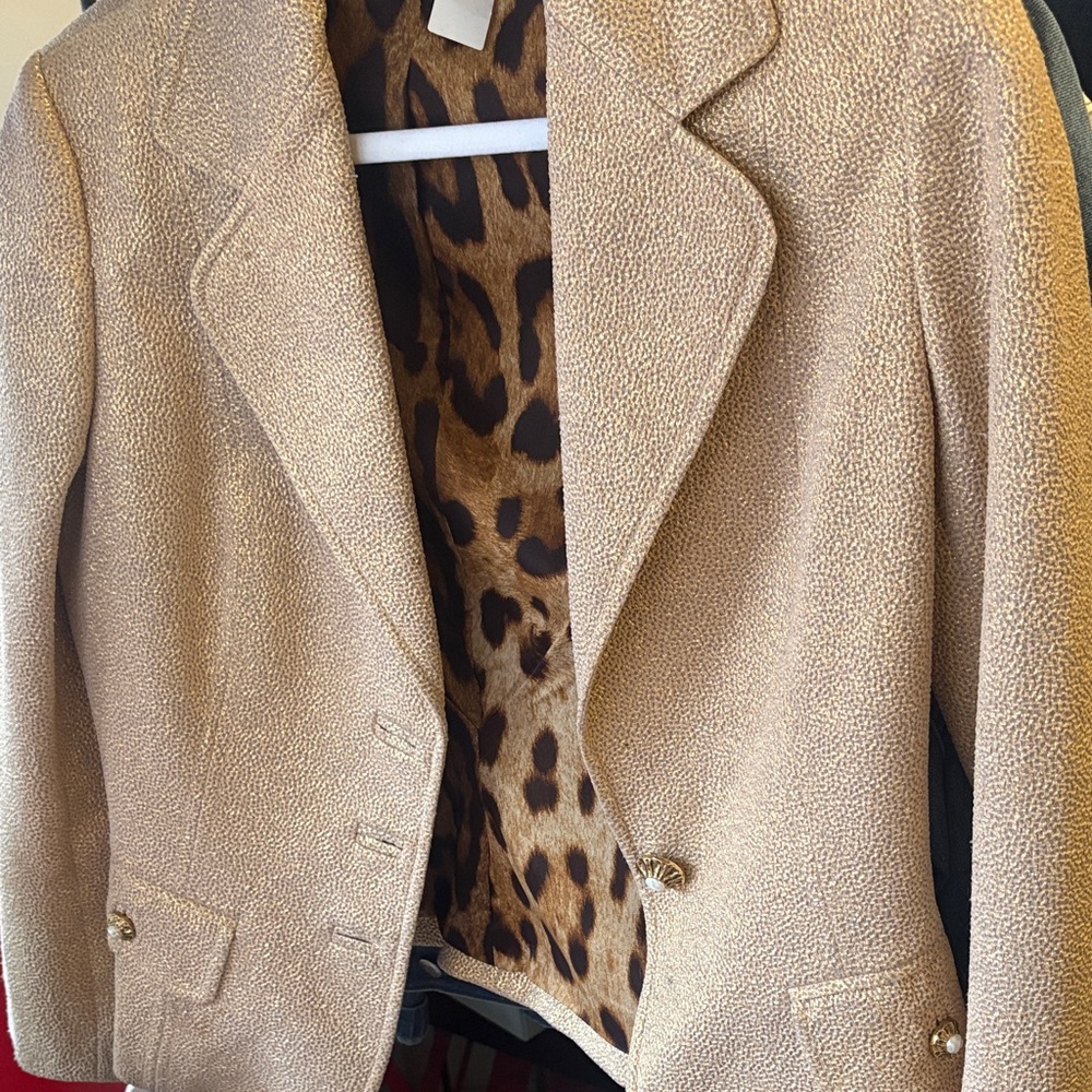 Dolce & Gabbana Tan Blazer with Leopard Lining early 2000’S